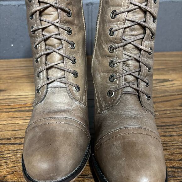 Steve Madden Lace-Up Ankle Boots Women’s 7.5 Brown Leather Heel Side Zip - Picture 5 of 10